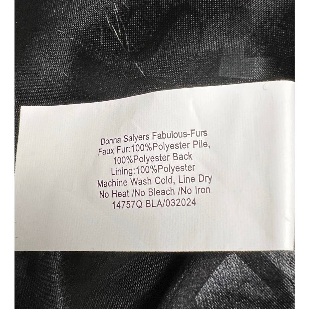 QVC Donna Salyers Fabulous Furs Tibby Collarless Faux Fur Coat BLACK NWOT SIZE S - Picture 5 of 6